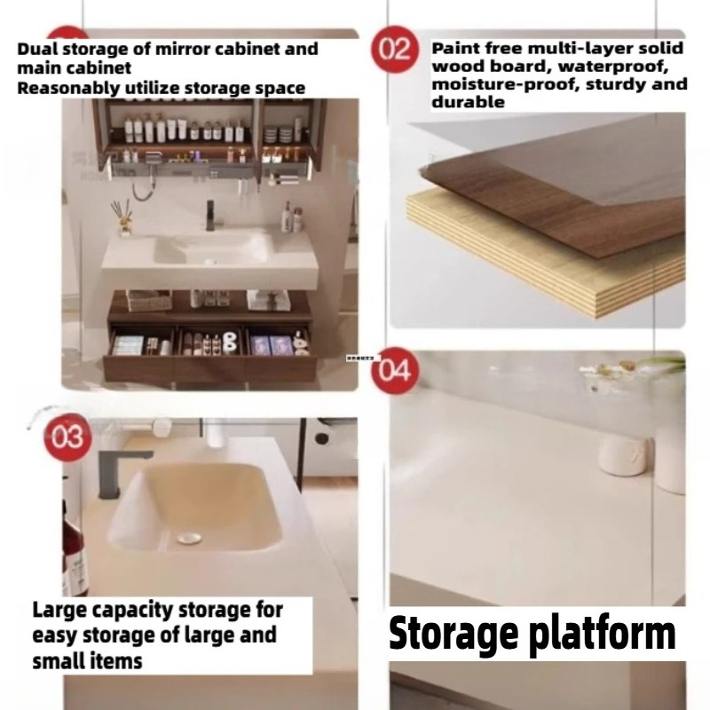 Walnut Ceramic Bathroom Cabine - Home Bathroom Vanity Combo ulasan dan harga